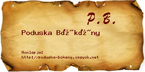 Poduska Bökény névjegykártya